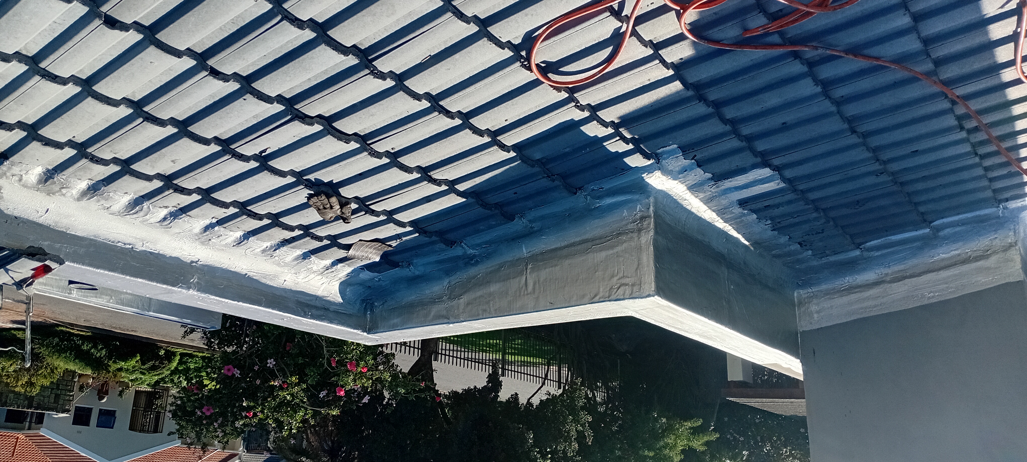 Completed waterproofed roof valley and parapet detail